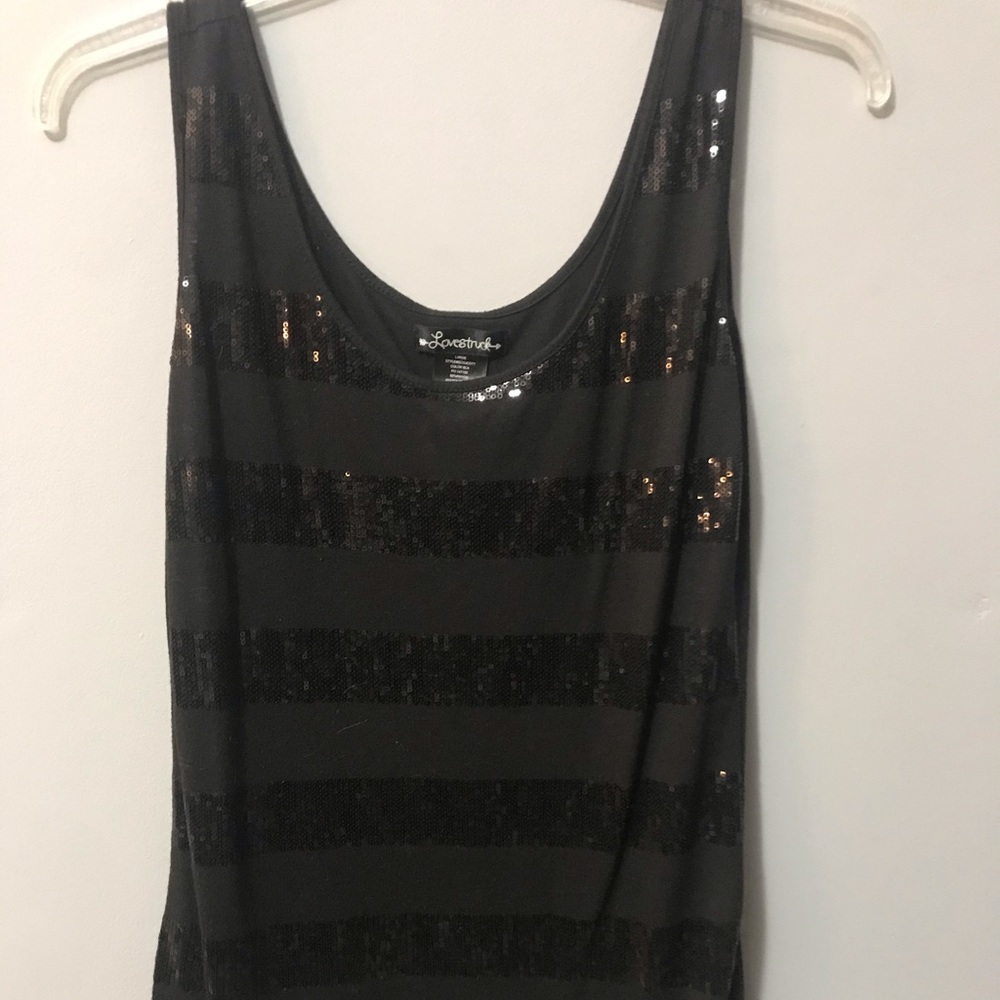 Black sequin striped top